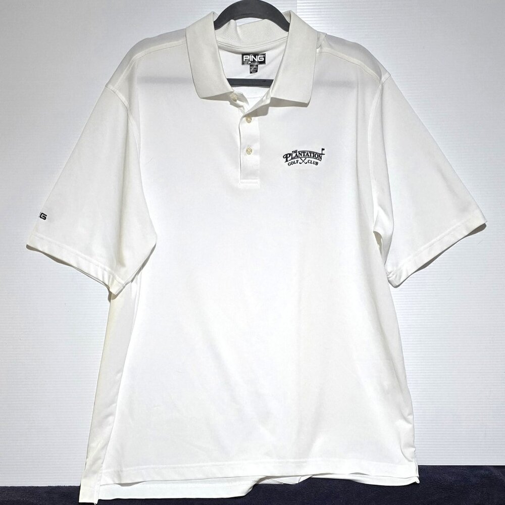 Plantation Golf Club Performance Fabric Men's Golf Polo WHITE XL